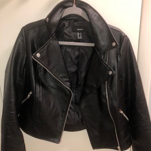 black leather jacket